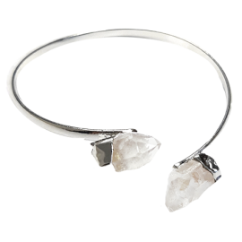 CUARZO CRISTAL PULSERA BAÑO PLATA