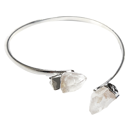 CUARZO CRISTAL PULSERA BAÑO PLATA