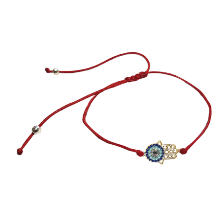 PULSERA CORDON ROJO MANO FATIMA DORADA 14259