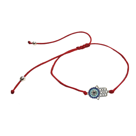 PULSERA CORDON ROJO MANO FATIMA PLATEADA 14259