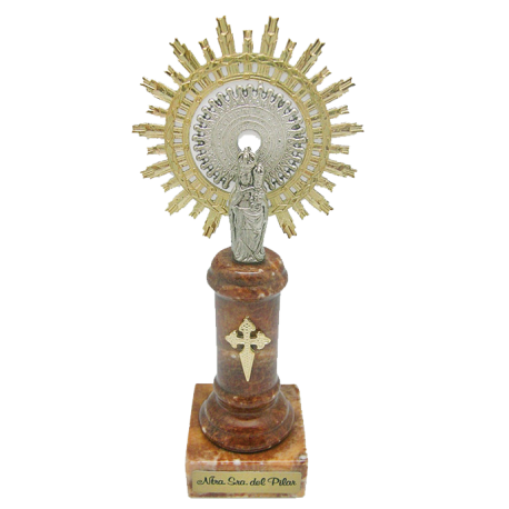 VIRGEN DEL PILAR 16cm PIE ALABASTRO MARRON 020650912