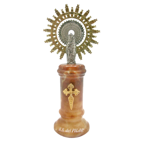 VIRGEN DEL PILAR 12cm ALABASTRO MARRON 020650910