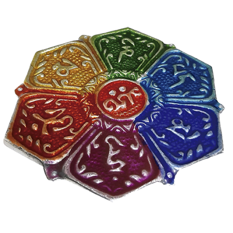 PORTAINCIENSO METAL PLATO FLOR LOTO CHAKRAS 12,5CM 10538089