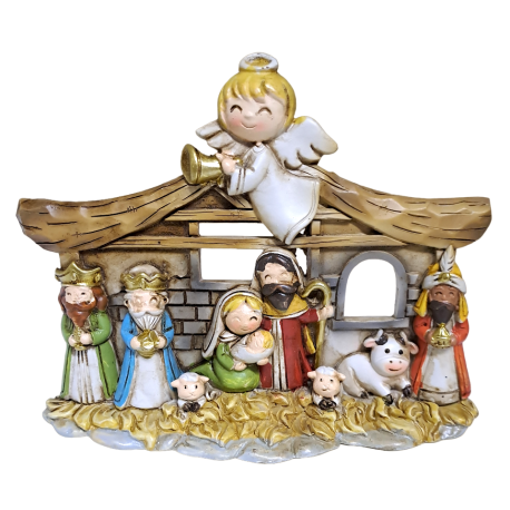 NACIMINETO INFANTIL PESEBRE REYES Y ANGEL 11X15CM 10023142