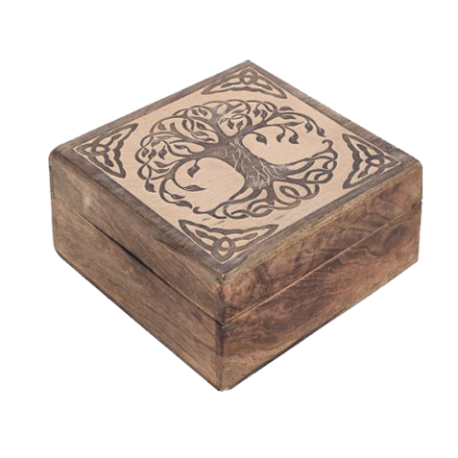 ARBOL DE LA VIDA CAJA CUADRADA MADERA 14X14cm 22724