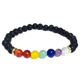 PULSERA CHAKRAS LAVA BOLA 6mm