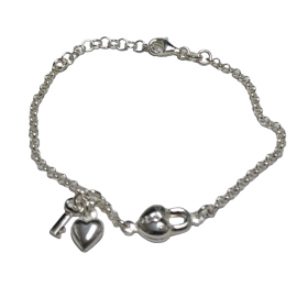 PULSERA PLATA CANDADO CORAZON LLAVE