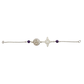 PULSERA NUDO DE BRUJAS - TETRAGRAMATON PLATA CON AMATISTA