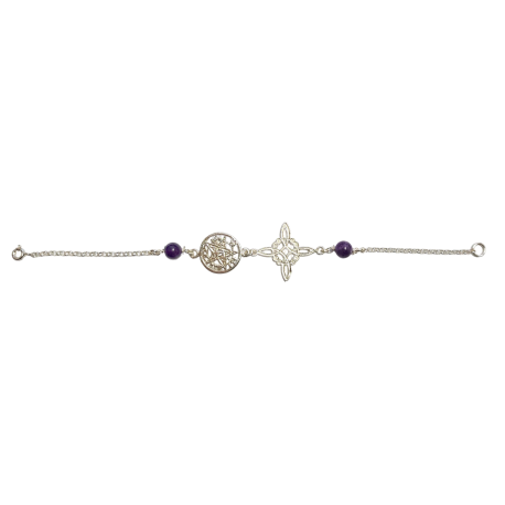 PULSERA NUDO DE BRUJAS - TETRAGRAMATON PLATA CON AMATISTA PULSERA NUDO DE BRUJAS - TETRAGRAMATON PLATA CON AMATISTA