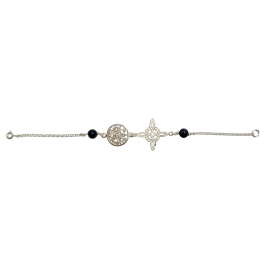 PULSERA NUDO DE BRUJAS - TETRAGRAMATON PLATA CON TURMALINA