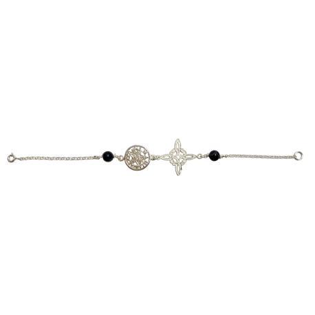 PULSERA NUDO DE BRUJAS - TETRAGRAMATON PLATA CON TURMALINA