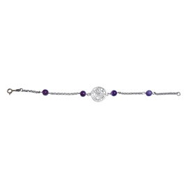 PULSERA PLATA TETRAGRAMATON AMATISTA BOLA