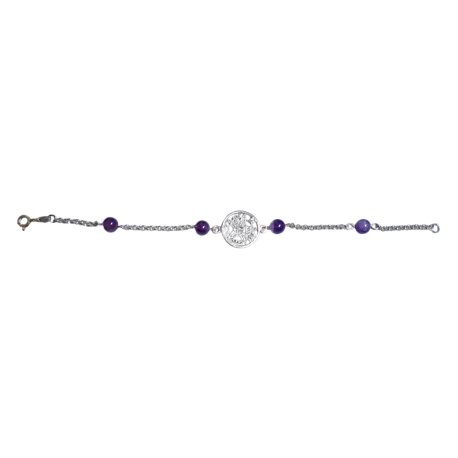 PULSERA PLATA TETRAGRAMATON AMATISTA BOLA PULSERA PLATA TETRAGRAMATON AMATISTA BOLA
