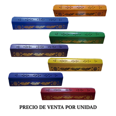 PORTA INCIENSO CAJA MADERA COLORES 30X5X6CM APROX 10588069-070