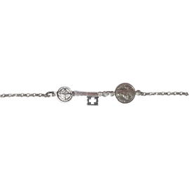 PULSERA PLATA LLAVE BENITO JUDAS MEDALLA 