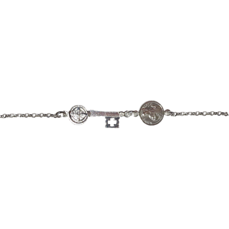 PULSERA PLATA LLAVE BENITO JUDAS MEDALLA PULSERA PLATA LLAVE BENITO JUDAS MEDALLA