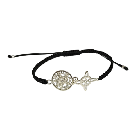 PULSERA HILO NEGRO NUDO BRUJA TETRAGRAMATON PLATA PULSERA HILO NEGRO NUDO BRUJA TETRAGRAMATON PLATA