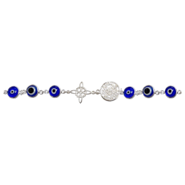 PULSERA PLATA OJO TURCO NUDO DE BRUJA TETRAGRAMATON