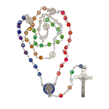 BENITO ROSARIO CRISTAL TALLADO MISIONERO 6mm