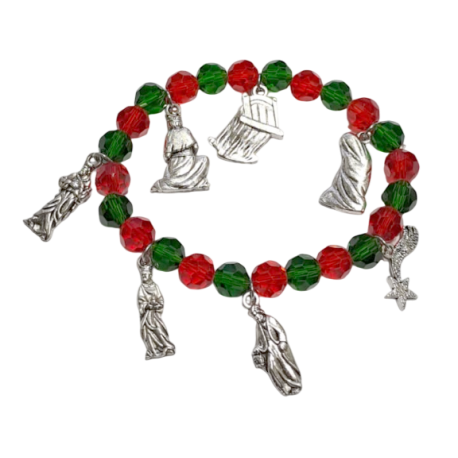 PULSERA AVIDAD ROJO Y VERDE FIGURAS METAL 13043475