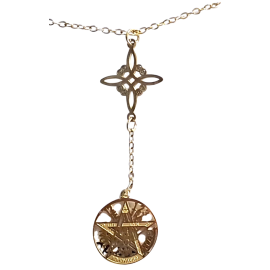 COLGANTE CON CADENA ACERO TETRAGRAMATON NUDO DE BRUJA 1,5CM DOBLE PROTECCION
