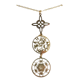 COLGANTE CON CADENA ACERO TETRAGRAMATON NUDO DE BRUJA METATRON 1,8CM TRIPLE PROTECCION