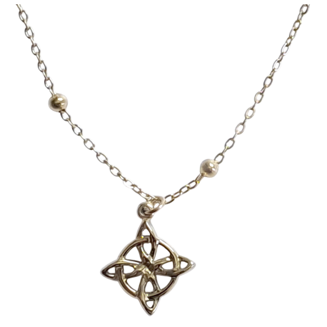 COLGANTE CON CADENA BOLA ACERO NUDO DE BRUJA 1,5CM