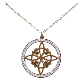 COLGANTE CON CADENA ACERO NUDO DE BRUJA EN CIRCULO CIRCONEO 2,5CM