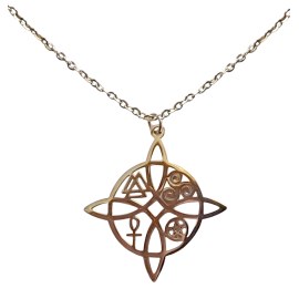 COLGANTE CON CADENA ACERO NUDO DE BRUJA CON SIMBOLOS 2,5CM