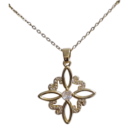 COLGANTE CON CADENA ACERO NUDO DE BRUJA CIRCONEO GRANDE 2,5CM