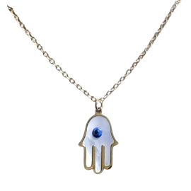 COLGANTE CON CADENA ACERO MANO FATIMA NACAR OJO TURCO 1,5CM