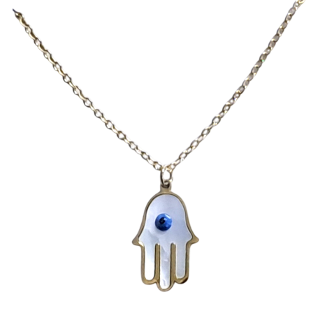 COLGANTE CON CADENA ACERO MANO FATIMA NACAR OJO TURCO 1,5CM