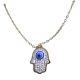 COLGANTE CON CADENA ACERO MANO FATIMA OJO TURCO CIRCONEO FONDO BLANCO 1,8CM
