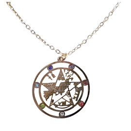 COLGANTE CON CADENA ACERO TETRAGRAMATON CIRCONEO COLORES 2,2CM