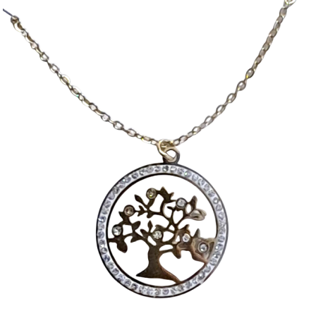 COLGANTE CON CADENA ACERO ARBOL DE LA VIDA CIRCONEO