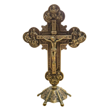 CRUZ METAL APOSTOLES CON BASE 20X13CM 04020218