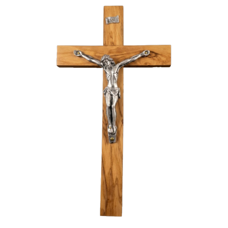 CRUCIFIJO MADERA OLIVO CON CRISTO METAL 20X11CM 04019104
