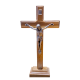 CRUCIFIJO MADERA OLIVANO CON BASE CRISTO METAL 18cm 04015519