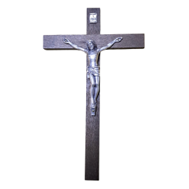 CRUCIFIJO MADERA OSCURA CON CRISTO METAL 25X15cm 04010274