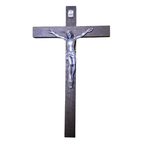 CRUCIFIJO MADERA OSCURA CON CRISTO METAL 25X15cm 04010274