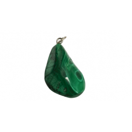 COLGANTE MALAQUITA BOLA ENGARCE PLATA 2,5CM APROX.